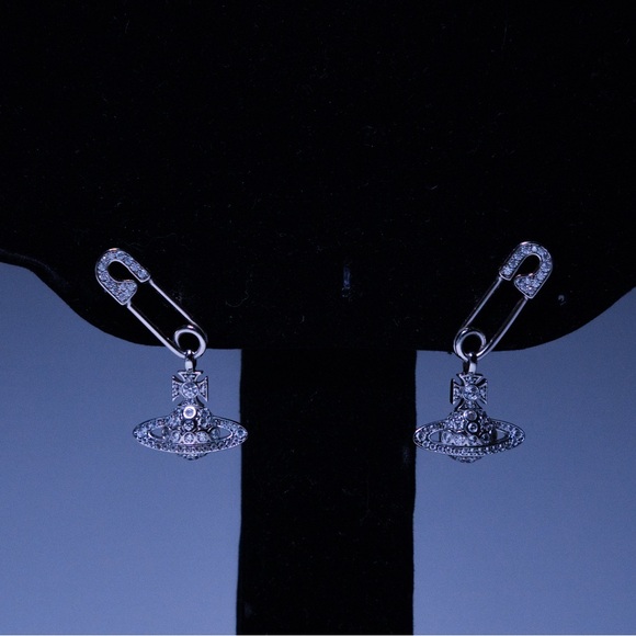 Vivienne Westwood Jewelry - Vivienne Westwood Silver Safety Pin Orb Drop Earrings